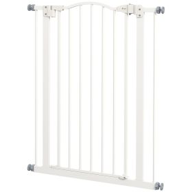 Extra Tall Dog Gate with Door, Pressure Fit, Auto Close, Double Locking for Doorways Hallways Stairs, 29"-32", White