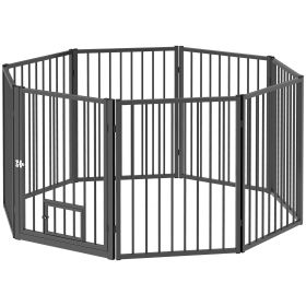 8 Panels Dog Playpen, Foldable Portable Pet Playpen with Door, for Small & Medium Dogs, 30"H