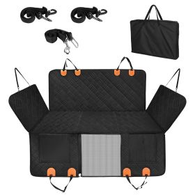 1Pc Dog Car Seat Cover For Back Seat Waterproof Oxford Cloth Seat Cover Hammock Non-Slip Scratchproof Back Seat Extender With Side Flap Mesh Wind (Color: Black)